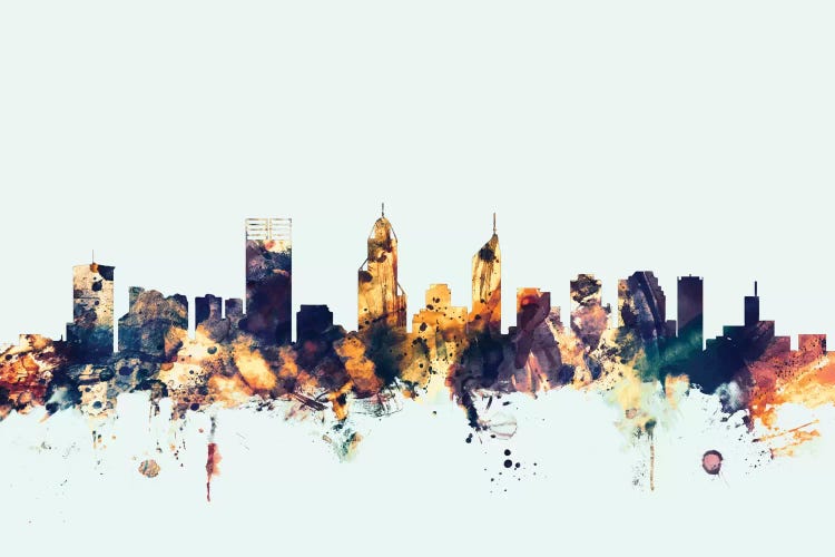 Perth, Australia On Blue by Michael Tompsett wall art