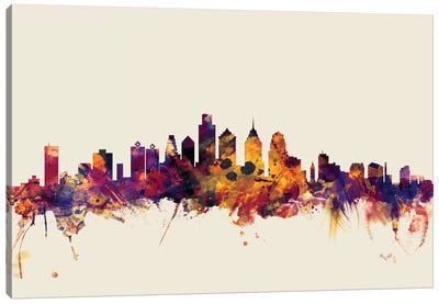 Philadelphia, Pennsylvania, USA On Beige Canvas Art Print - Philadelphia Skylines