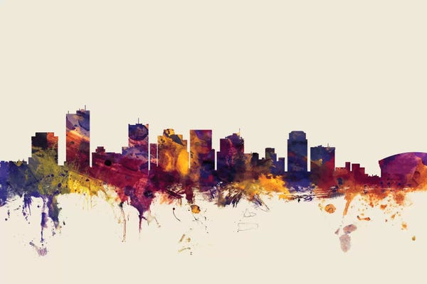 Phoenix: Phoenix, Arizona, USA On Beige by Michael Tompsett