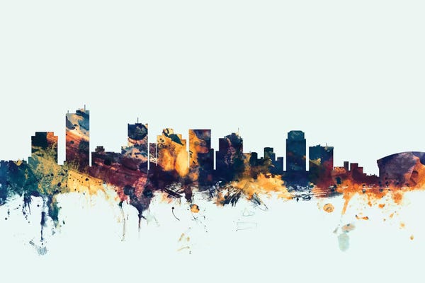 Phoenix: Phoenix, Arizona, USA On Blue by Michael Tompsett