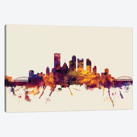 Pittsburgh, Pennsylvania, USA On Beige Canvas Print #MTO386} by Michael Tompsett Canvas Print