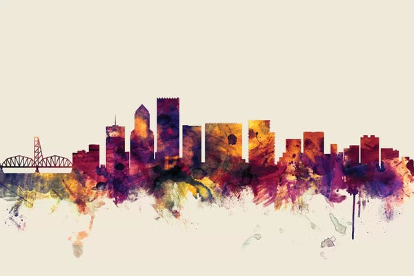 Oregon: Portland, Oregon, USA On Beige by Michael Tompsett