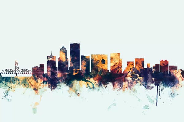 Oregon: Portland, Oregon, USA On Blue by Michael Tompsett