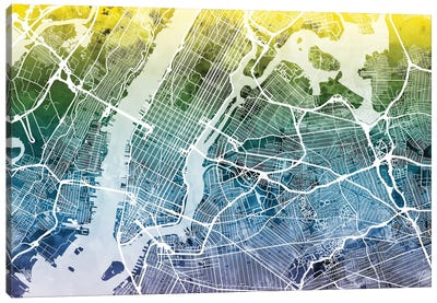 New York City, New York, USA I Canvas Art Print - New York City Map