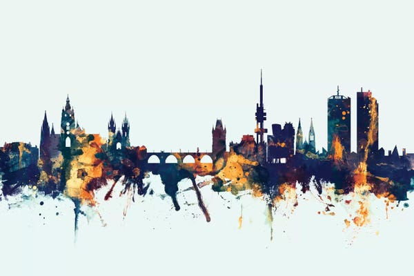 Prague, Czech Republic On Blue