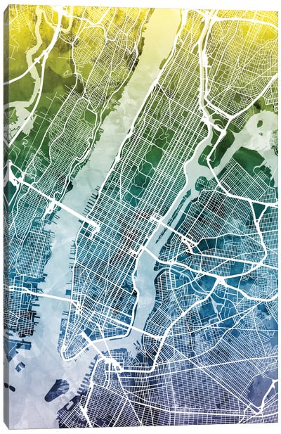 New York City, New York, USA II Canvas Art Print - New York City Map