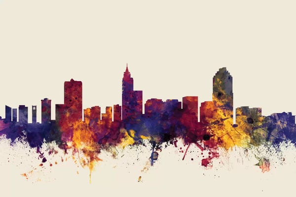 Michael Tompsett: Beige Background Skyline Of Raleigh, North Carolina, USA by Michael Tompsett