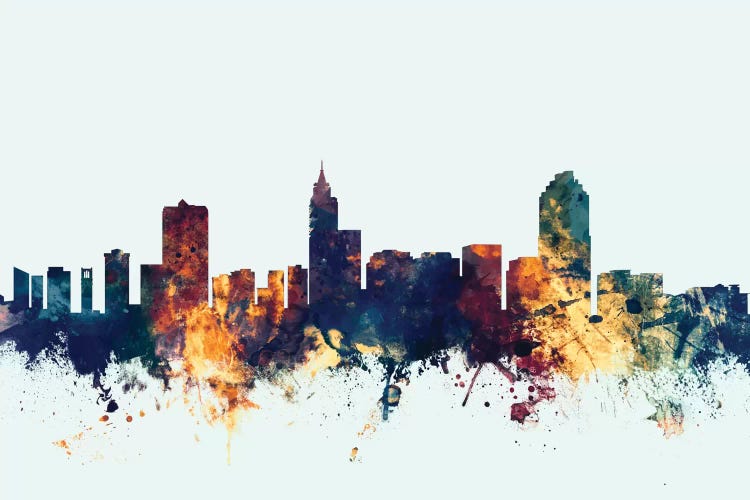 Blue Background Skyline Of Raleigh, North Carolina, USA