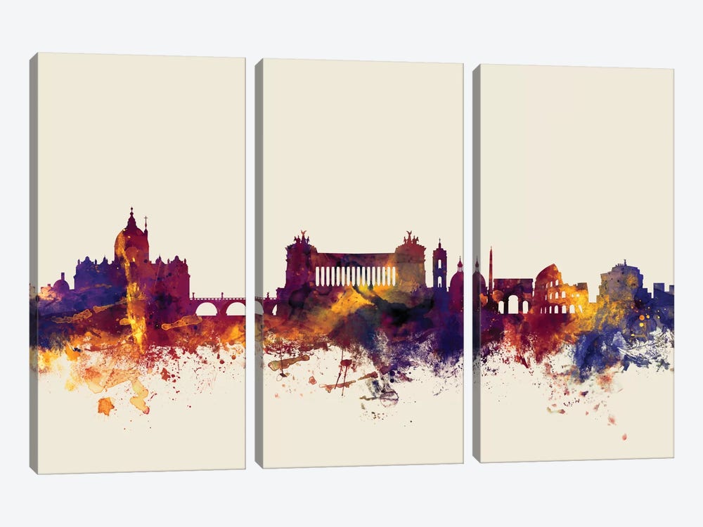 Rome, Italy On Beige by Michael Tompsett 3-piece Canvas Wall Art