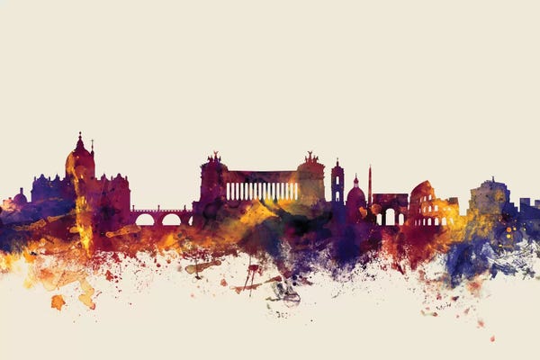Lazio: Rome, Italy On Beige by Michael Tompsett