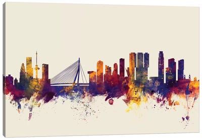 Rotterdam, The Netherlands On Beige Canvas Art Print