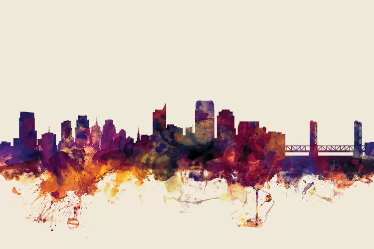 Sacramento, California, USA On Beige by Michael Tompsett wall art