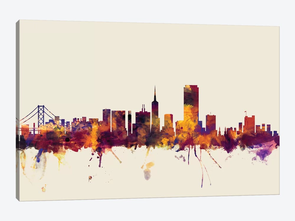San Francisco, California, USA On Beige by Michael Tompsett 1-piece Art Print
