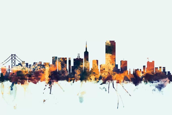 San Francisco: Blue Background Skyline Of San Francisco, California, USA by Michael Tompsett