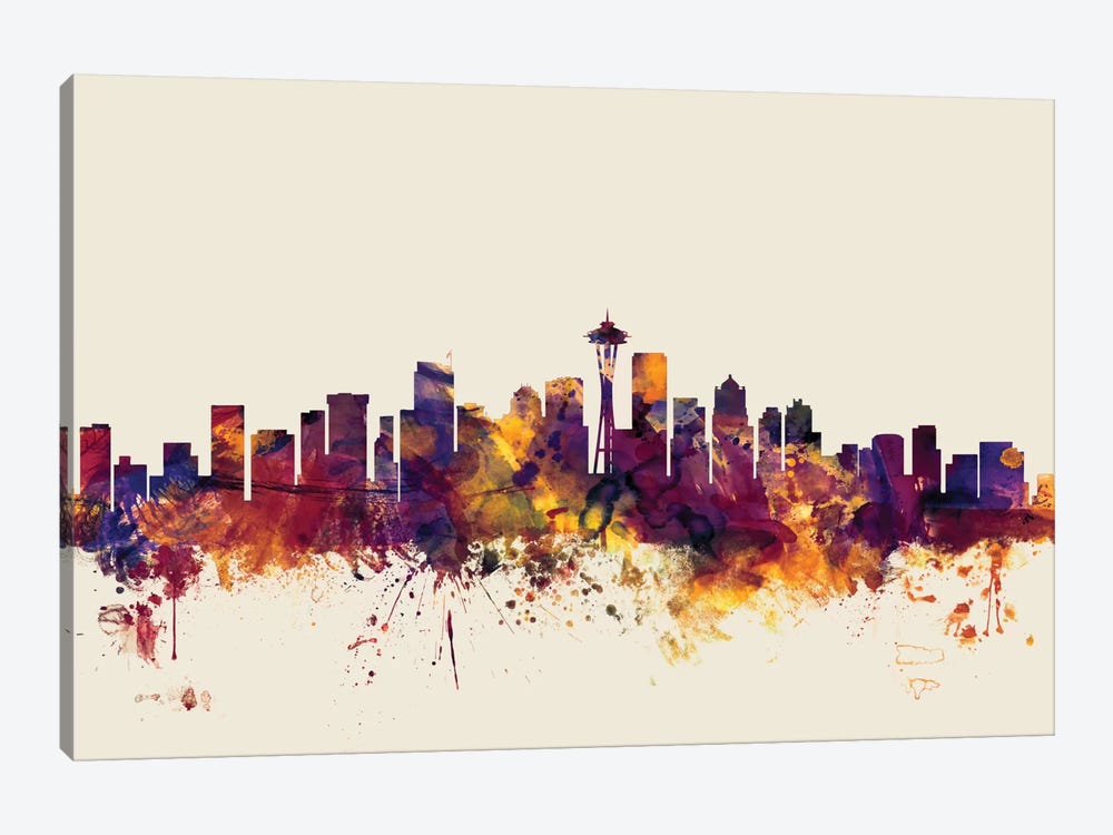 Seattle, Washington, USA On Beige by Michael Tompsett 1-piece Art Print