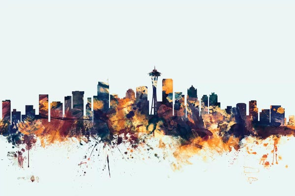 Seattle: Seattle, Washington, USA On Blue by Michael Tompsett