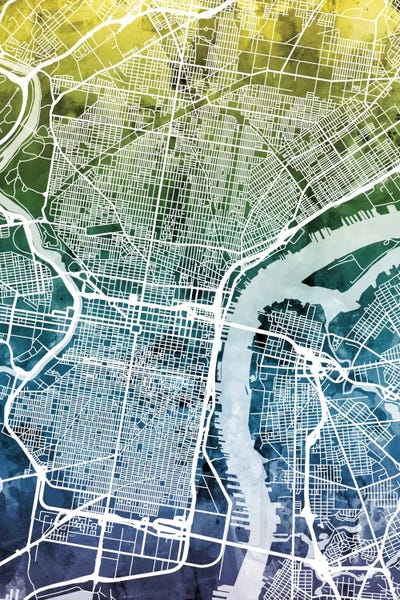 Pennsylvania: Gradient Map Of Philadelphia, Pennsylvania, USA by Michael Tompsett
