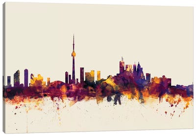Toronto, Canada On Beige Canvas Art Print - Canada Art