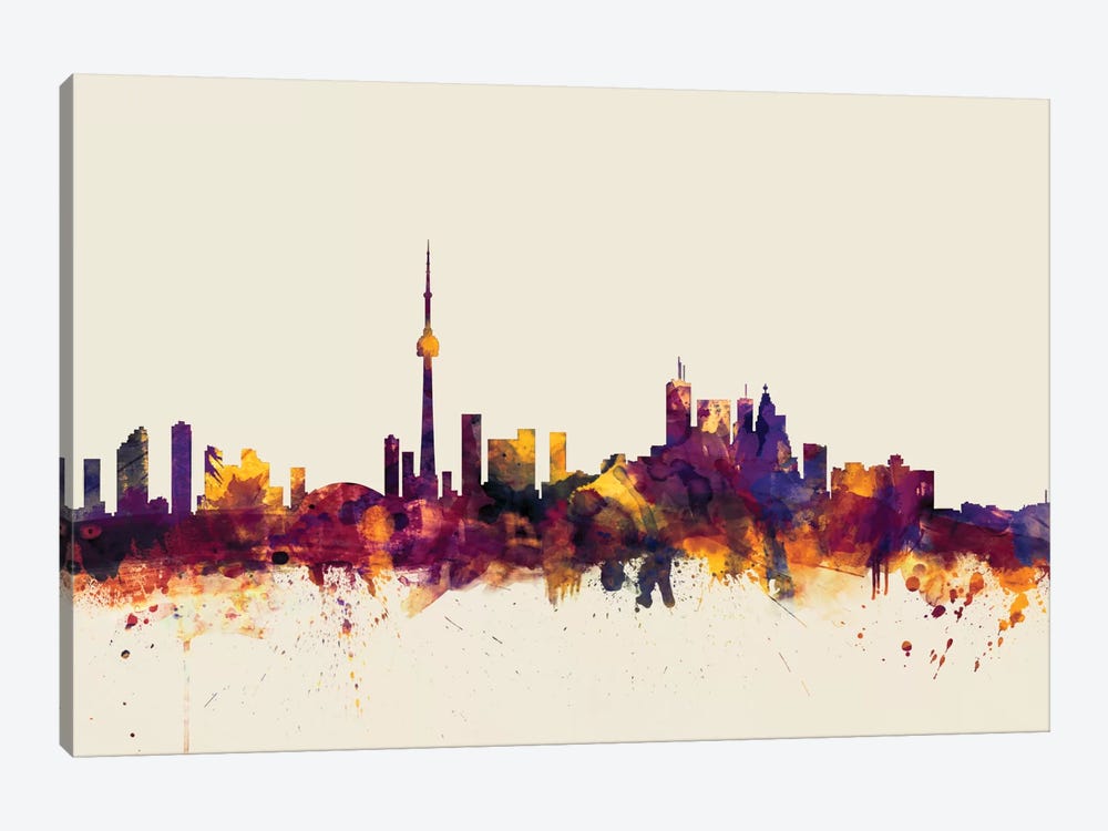 Toronto, Canada On Beige by Michael Tompsett 1-piece Canvas Artwork
