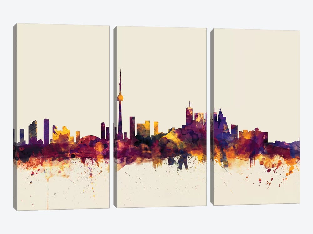 Toronto, Canada On Beige by Michael Tompsett 3-piece Canvas Art
