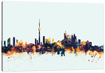 Toronto, Canada On Blue Canvas Art Print - Toronto Art