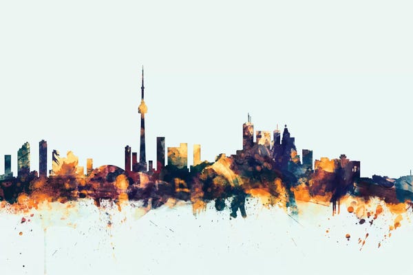 Ontario: Toronto, Canada On Blue by Michael Tompsett