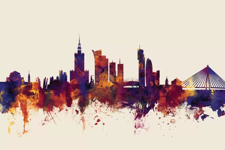 Warsaw, Poland On Beige by Michael Tompsett wall art