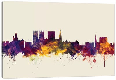 York, England, United Kingdom On Beige Canvas Art Print - Michael Tompsett