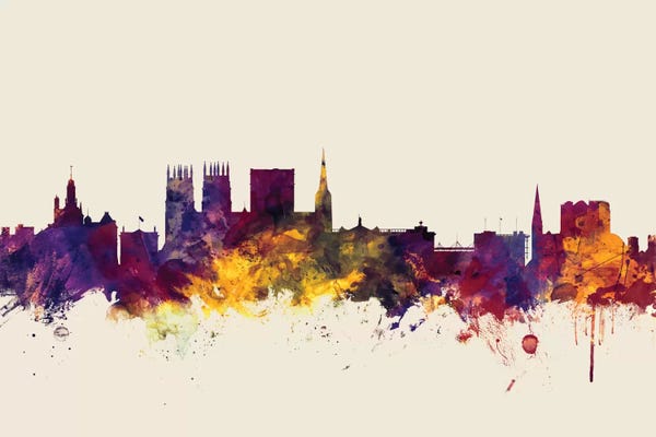 York: Beige Background Skyline Of York, England, United Kingdom by Michael Tompsett