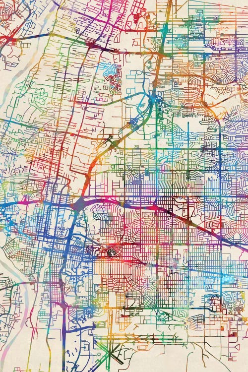 Rainbow Map Of Albuquerque, New Mexico, USA by Michael Tompsett canvas print