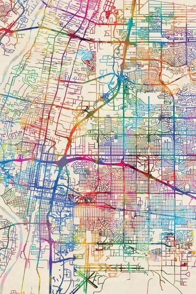 Albuquerque: Rainbow Map Of Albuquerque, New Mexico, USA by Michael Tompsett