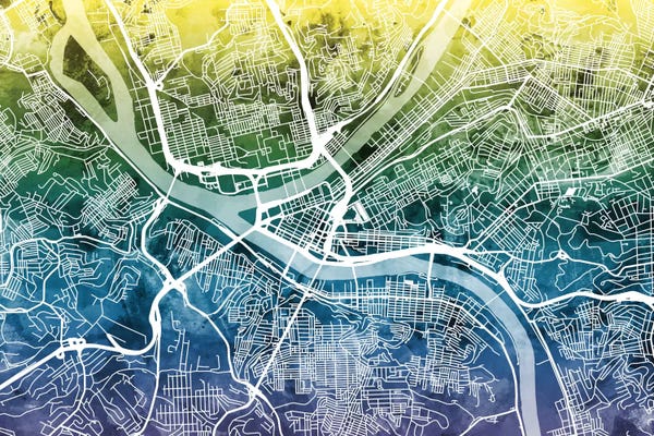Pittsburgh: Gradient Map Of Pittsburgh, Pennsylvania, USA by Michael Tompsett