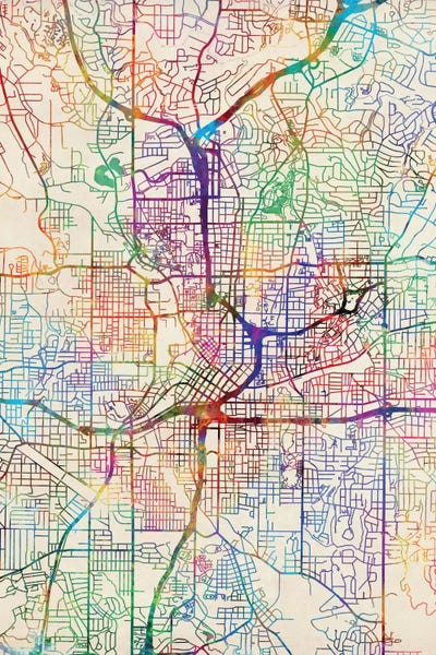 Michael Tompsett: Rainbow Map Of Atlanta, Georgia, USA by Michael Tompsett