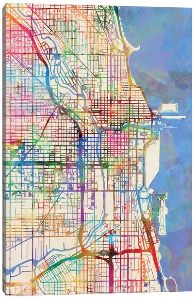 Chicago, Illinois, USA Canvas Art Print - Large Map Art