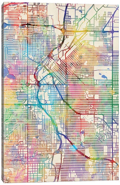 Denver, Colorado, USA Canvas Art Print - Abstract Maps Art