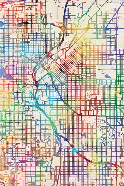 Michael Tompsett: Rainbow Map Of Denver, Colorado, USA by Michael Tompsett