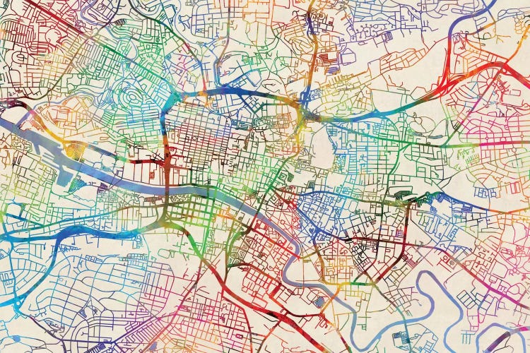 Rainbow Map Of Glasgow, Scotland, United Kingdom