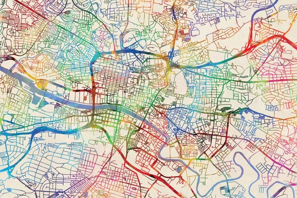 Glasgow: Rainbow Map Of Glasgow, Scotland, United Kingdom by Michael Tompsett
