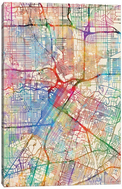 Houston, Texas, USA Canvas Art Print - Abstract Maps Art