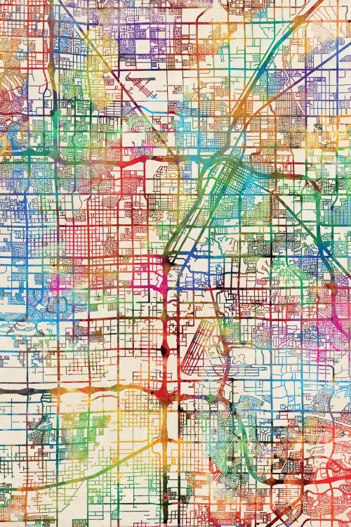 Rainbow Map Of Las Vegas, Nevada, USA by Michael Tompsett canvas print