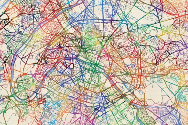 Rainbow Map Of Paris, France by Michael Tompsett wall art