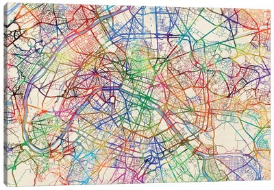 Paris, France Canvas Art Print - Abstract Maps Art
