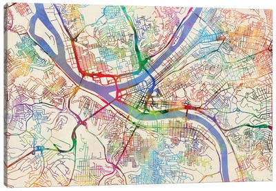 Pittsburgh, Pennsylvania, USA Canvas Art Print - PIttsburgh Maps