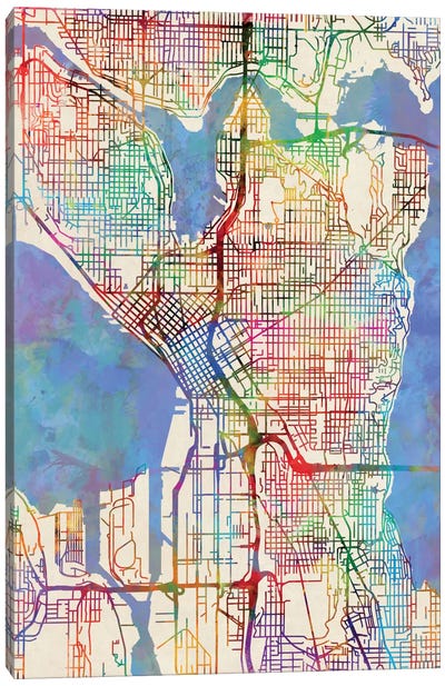 Seattle, Washington, USA Canvas Art Print - Abstract Maps Art