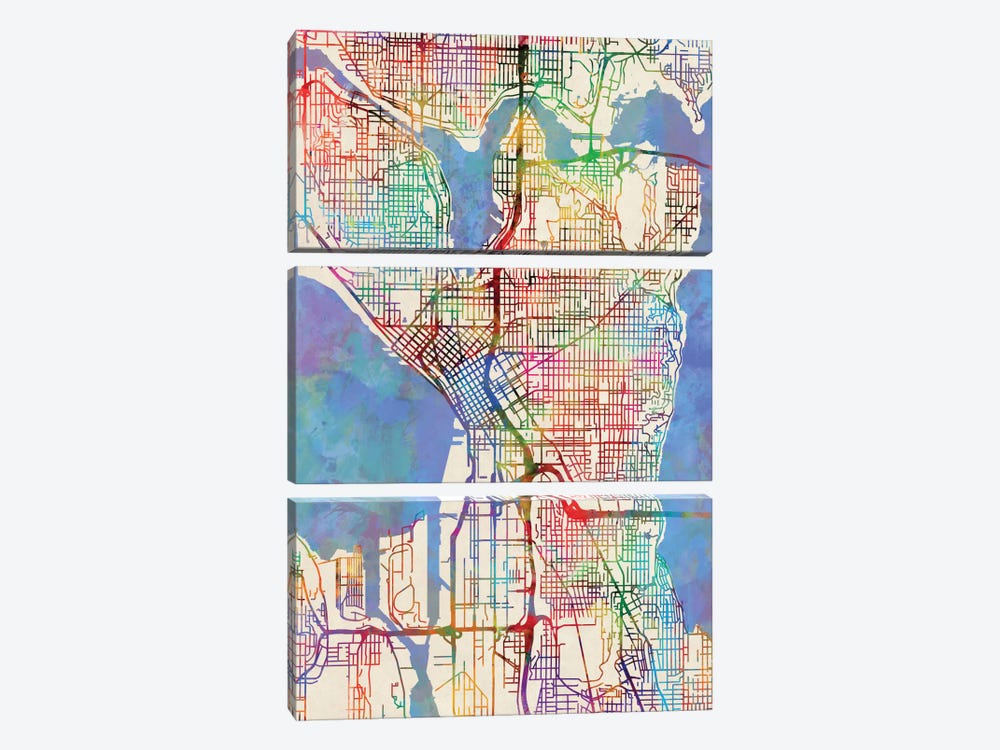 Seattle, Washington, USA by Michael Tompsett 3-piece Canvas Print