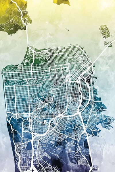San Francisco: Gradient Map Of San Francisco, California, USA by Michael Tompsett