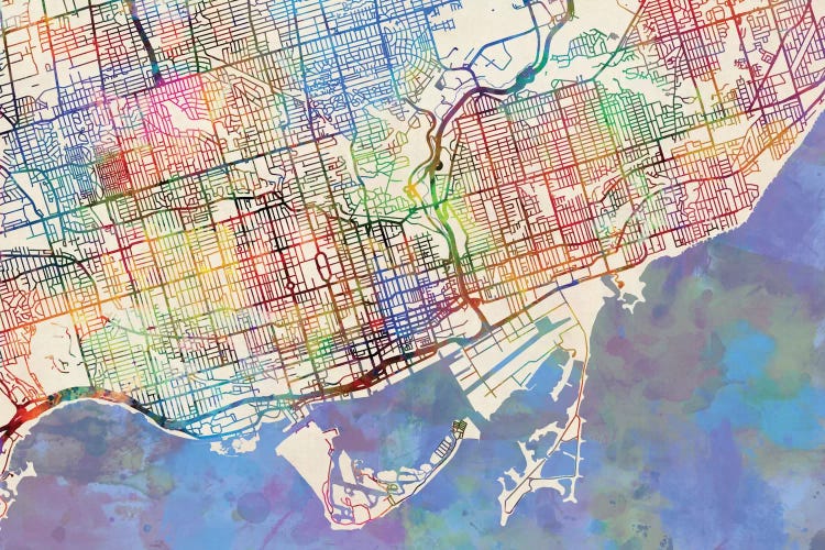 Rainbow Map Of Toronto, Canada by Michael Tompsett wall art