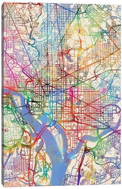 Washington, D.C., USA Canvas Art Print - Large Map Art