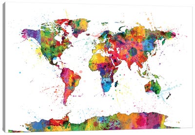 Drops of Color I Canvas Art Print - World Map Art
