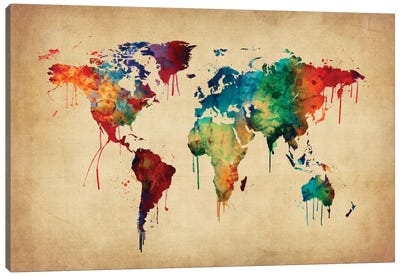 Dripping Effect II Canvas Art Print - Maps & Geography